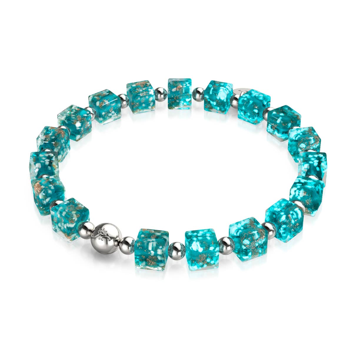 Blaugrün | Silber | Firefly Glaskieselarmband